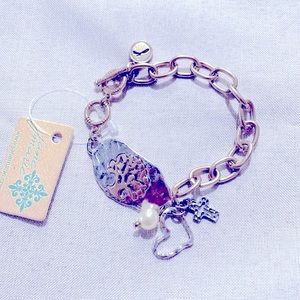 NWT Jane Marie Tree of Life Goldtone and Silvertone Charm Bracelet